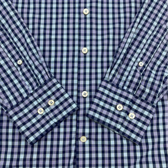 Peter Millar Men’s Shirt Plaid Luxury Lightweight Nylon Blend Long Sleeve XL - Picture 2 of 6